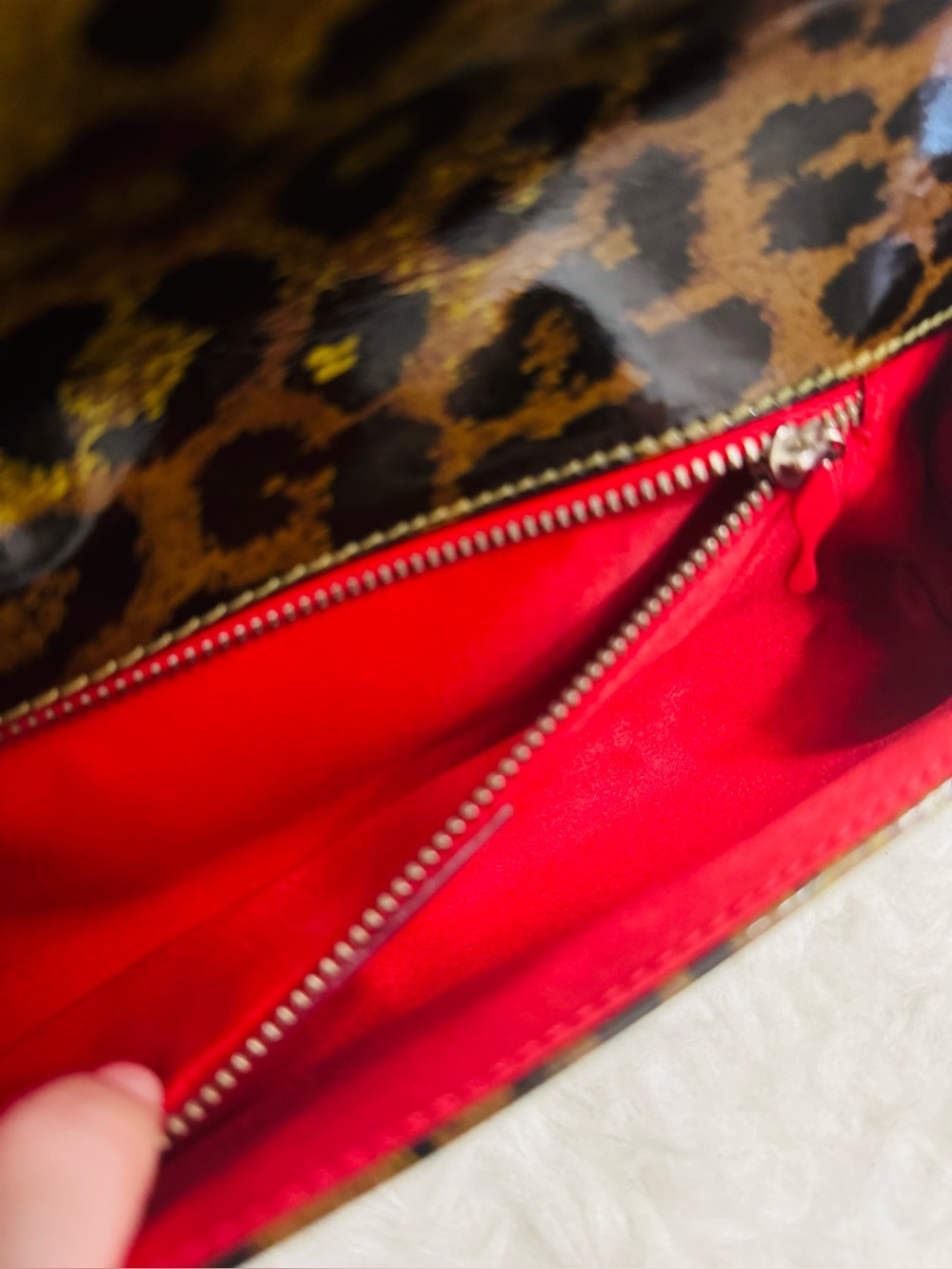 Christian Louboutin Patent Leopard Bow Clutch - Picture 10 of 15